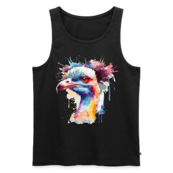 Watercolor Ostrich Face Colorful Funny - Männer Premium Bio Tank Top - Schwarz - Vorne - AI Model Male 178 light (178cm)