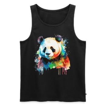 Colorful Watercolor Panda Bear Cute Bear Lover - Männer Premium Bio Tank Top - Schwarz - Vorne - AI Model Male 178 light (178cm)