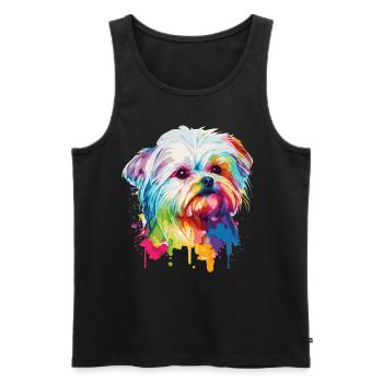 Mignon Malte coloré aquarelle animal de compagnie amoureux des chiens - Débardeur bio Premium Homme - noir - Devant - Michal (187cm)