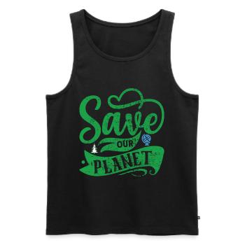 Jour de la Terre respectueux de l’environnement Terre Planète Sauver - Débardeur bio Premium Homme - noir - Devant - AI Model Male 178 light (178cm)