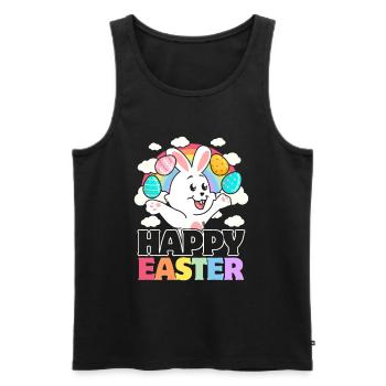 Happy Easter - Oeufs de Pâques lapin blanc - Débardeur bio Premium Homme - noir - Devant - Michal (187cm)