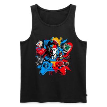 Retro Arcade Game Videospiel für Gamer - Männer Premium Bio Tank Top - Schwarz - Vorne - Michal (187cm)