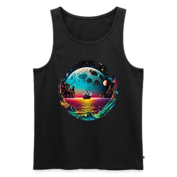 Fantasy Universum Planet Schiff Meer - Männer Premium Bio Tank Top - Schwarz - Vorne - Michal (187cm)