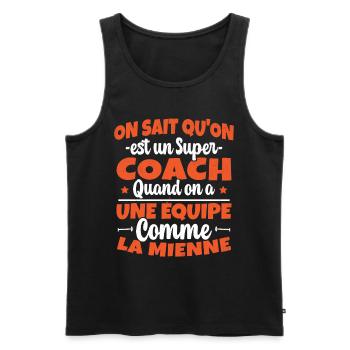 On Sait Qu'on est un Super Coach Cadeau Entraineur - Débardeur bio Premium Homme - noir - Devant - Michal (187cm)