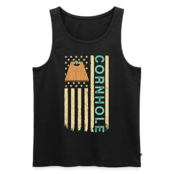 Cornhole USA - Männer Premium Bio Tank Top - Schwarz - Vorne - AI Model Male 178 light (178cm)