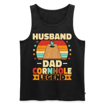 Husband Dad Cornhole Legend - Männer Premium Bio Tank Top - Schwarz - Vorne - AI Model Male 178 light (178cm)