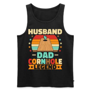 Husband Dad Cornhole Legend - Männer Premium Bio Tank Top - Schwarz - Vorne - AI Model Male 178 light (178cm)