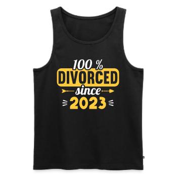 100% divorced since 2023 divorce - Men's Premium Organic Tank Top - black - Front - Michal (187cm)