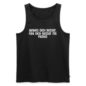 Pilates - Beweg dich besser, fühl dich besser mit - Männer Premium Bio Tank Top - Schwarz - Vorne - AI Model Male 178 light (178cm)