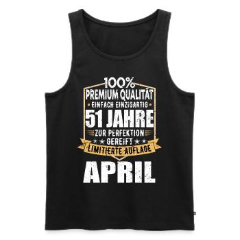51. Geburtstag April Jahrgang 1972 Vintage - Männer Premium Bio Tank Top - Schwarz - Vorne - Michal (187cm)