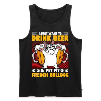 Je veux juste boire de la bière et caresser mon bouledogue français - Débardeur bio Premium Homme - noir - Devant - Michal (187cm)