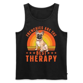 Frenchies are the best Therapy - Men's Premium Organic Tank Top - black - Front - AI Model Male 178 light (178cm)