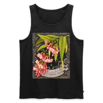 Papillon lilas ancienne illustration botanique - Débardeur bio Premium Homme - noir - Devant - AI Model Male 178 light (178cm)