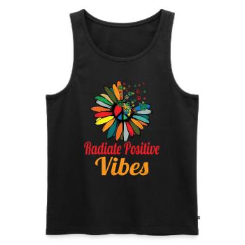 Hippie Peace Sign Peace Flowers Flower Child - Débardeur bio Premium Homme - noir - Devant - Michal (187cm)