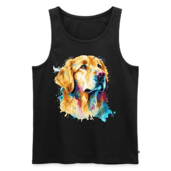 Watercolor Golden Retriever Cute Colorful Pet Dog - Männer Premium Bio Tank Top - Schwarz - Vorne - Michal (187cm)