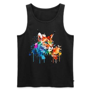Watercolor Bobcat Animal Colorful Wildlife Lover - Männer Premium Bio Tank Top - Schwarz - Vorne - AI Model Male 178 light (178cm)