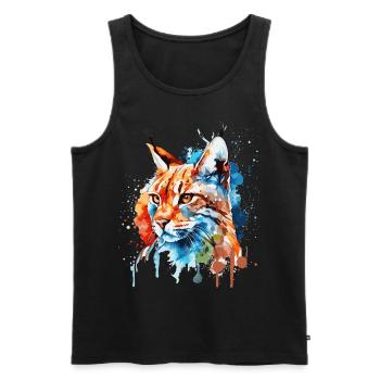 Watercolor Bobcat Animal Colorful Wildlife Hunter - Männer Premium Bio Tank Top - Schwarz - Vorne - AI Model Male 178 light (178cm)
