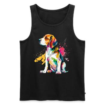 Watercolor Beagle Cute Colorful Pet Dog - Men's Premium Organic Tank Top - black - Front - Michal (187cm)
