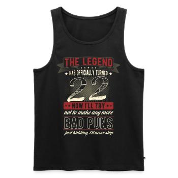 La légende officiellement 22 ans 22e anniversaire - Débardeur bio Premium Homme - noir - Devant - Michal (187cm)