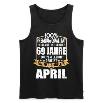 69. Geburtstag April Jahrgang 1954 Vintage - Männer Premium Bio Tank Top - Schwarz - Vorne - AI Model Male 178 light (178cm)