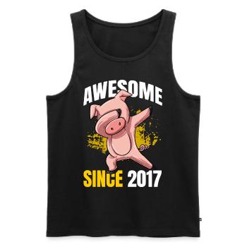 Génial depuis 2017 - 6ème anniversaire de cochon - Débardeur bio Premium Homme - noir - Devant - Michal (187cm)