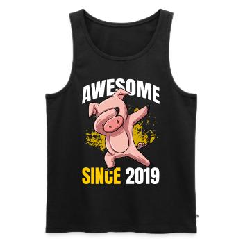 Génial depuis 2019 - 4ème anniversaire de cochon - Débardeur bio Premium Homme - noir - Devant - AI Model Male 178 light (178cm)