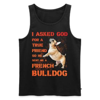 Bouledogue français - Débardeur bio Premium Homme - noir - Devant - Michal (187cm)