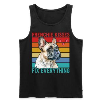 Frenchie Kisses répare tout - Débardeur bio Premium Homme - noir - Devant - Michal (187cm)