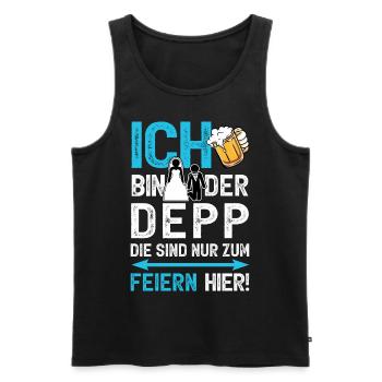 Junggesellenabschied Bräutigam T-Shirt JGA Männer - Männer Premium Bio Tank Top - Schwarz - Vorne - Michal (187cm)