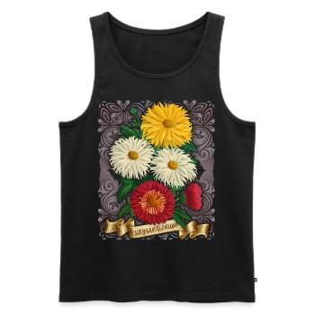 Illustration botanique de fleur de chrysanthème vintage - Débardeur bio Premium Homme - noir - Devant - AI Model Male 178 light (178cm)