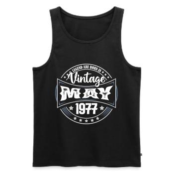 Mai 1977. Geburtstagsgeschenk Mai 1977. Mai - Männer Premium Bio Tank Top - Schwarz - Vorne - Michal (187cm)