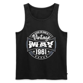 Mai 1961. Geburtstagsgeschenk Mai 1961. Mai - Männer Premium Bio Tank Top - Schwarz - Vorne - Michal (187cm)