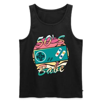 Gamer Girl Babe Retro 50iger Jahre 50s 1950 - Männer Premium Bio Tank Top - Schwarz - Vorne - AI Model Male 178 light (178cm)