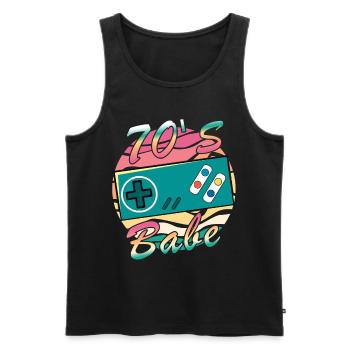Gamer Girl Babe Retro 70s 70s 1970 - Men's Premium Organic Tank Top - black - Front - AI Model Male 178 light (178cm)