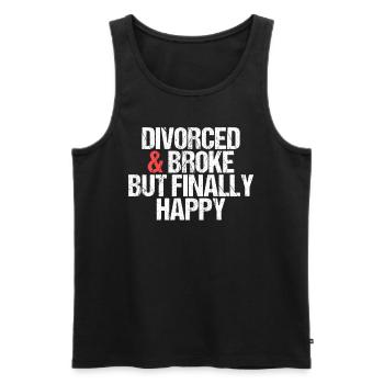 Divorcé et fauché mais finalement heureux divorce - Débardeur bio Premium Homme - noir - Devant - Michal (187cm)