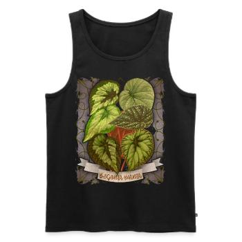 Illustration botanique de fleur de bégonia vintage - Débardeur bio Premium Homme - noir - Devant - AI Model Male 178 light (178cm)