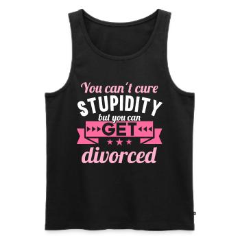 You cant cure Stupidity but you can get divorced - Männer Premium Bio Tank Top - Schwarz - Vorne - Michal (187cm)