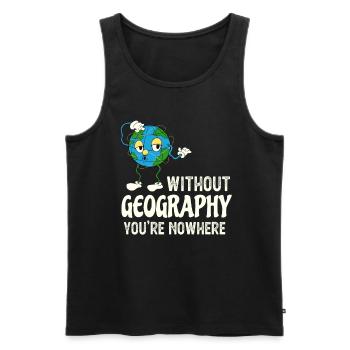 Drôle de professeur de géographie Citation Cartoon Globe - Débardeur bio Premium Homme - noir - Devant - Michal (187cm)