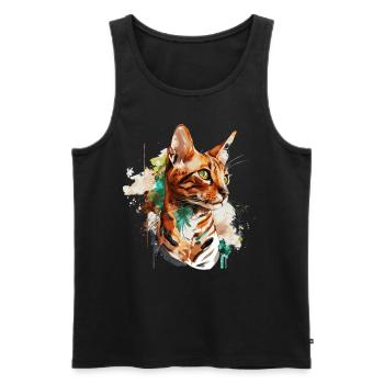 Watercolor Bengal Cat Colorful Cat Lover - Men's Premium Organic Tank Top - black - Front - Michal (187cm)