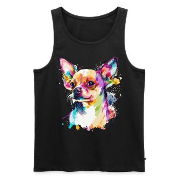 Aquarelle Chihuahua Mignon coloré Chien de compagnie - Débardeur bio Premium Homme - noir - Devant - Michal (187cm)