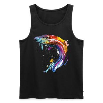Aquarelle Anguille colorée Pêche en eau douce Plein air - Débardeur bio Premium Homme - noir - Devant - Michal (187cm)