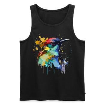 Watercolor Bird Colorful Outdoor Birding Bird Watc - Men's Premium Organic Tank Top - black - Front - AI Model Male 178 light (178cm)