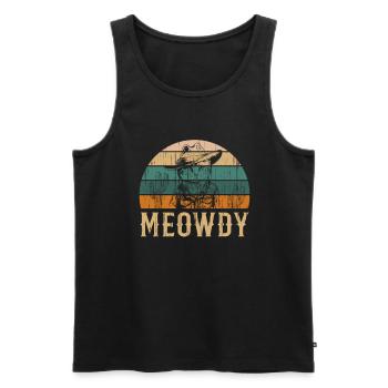Meowdy Lusy Cowboy Cat Country Meme - Débardeur bio Premium Homme - noir - Devant - Michal (187cm)