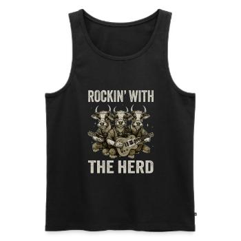 Troupeau de vaches Guitare Cows Band Musicien drôle - Débardeur bio Premium Homme - noir - Devant - AI Model Male 178 light (178cm)