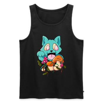 Trippy Pilz Katze Hippie Trip Psychedelisch - Männer Premium Bio Tank Top - Schwarz - Vorne - AI Model Male 178 light (178cm)