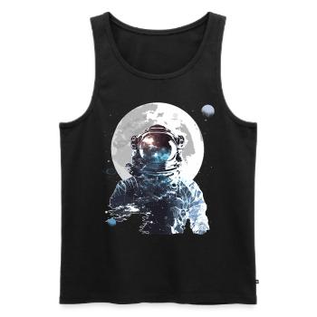 Astronaut Full Moon Galaxy Spaceman Astronomy - Männer Premium Bio Tank Top - Schwarz - Vorne - AI Model Male 178 light (178cm)
