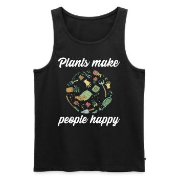 Plants make people happy - Plats Botanik - Männer Premium Bio Tank Top - Schwarz - Vorne - AI Model Male 178 light (178cm)