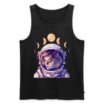Phase Lune Astronaute Fille Astronomie Astrologie - Débardeur bio Premium Homme - noir - Devant - Michal (187cm)
