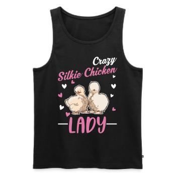 Crazy Silk Chicken Woman - Men's Premium Organic Tank Top - black - Front - Michal (187cm)