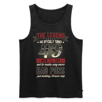 The legend officially 49 years 49th birthday - Men's Premium Organic Tank Top - black - Front - AI Model Male 178 light (178cm)